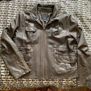 Barely worn dark brown leather jacket